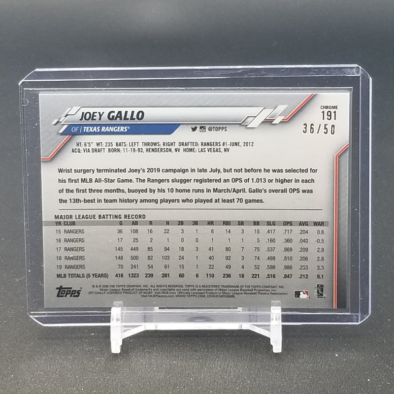 2020 TOPPS CHROME - GOLD REFRACTOR - J. GALLO - #191 - #'D/50