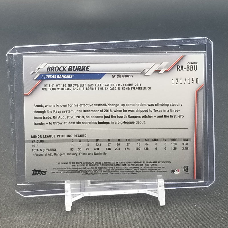 2020 TOPPS CHROME - BLUE WAVE REFRACTOR - B. BURKE - #RA-BBU - #'D/150 - AUTOGRAPH - RC