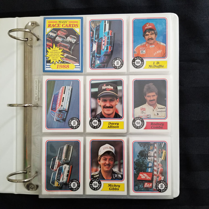 1988 MAXX RACE CARDS COMPLETE SET WITH BINDER