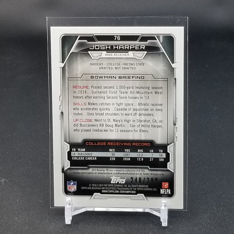 2015 TOPPS BOWMAN - ORANGE - J. HARPER - #76 - #'D/299 - RC