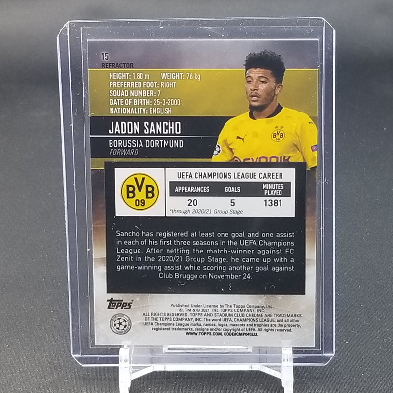 2021 TOPPS STADIUM CLUB CHROME UEFA CHAMPION'S LEAGUE - REFRACTOR - J. SANCHO -