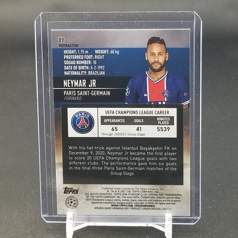 2021 TOPPS STADIUM CLUB CHROME UEFA CHAMPION'S LEAGUE - REFRACTOR - NEYMAR JR. -