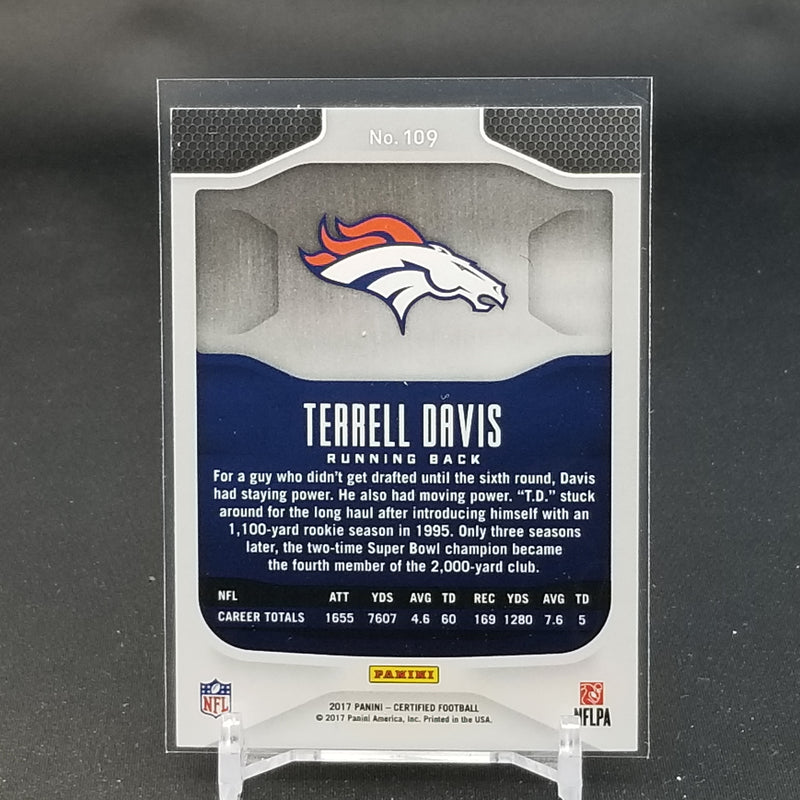 2017 PANINI CERTIFIED - ORANGE - IMMORTALS - T. DAVIS - #109 - #'D/299
