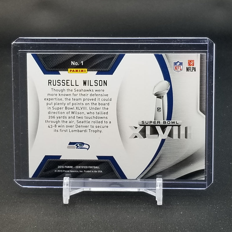 2016 PANINI CERTIFIED - RED - CHAMPIONS - R. WILSON - #1 - #'D/99