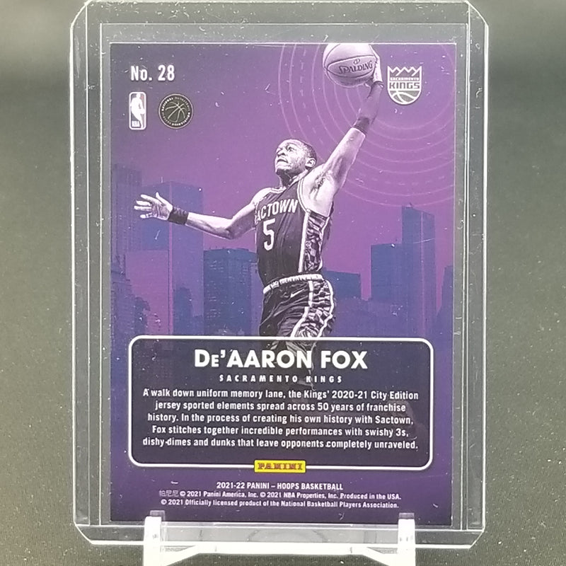 2021 PANINI HOOPS - CITY EDITION - ARTIST PROOF - PURPLE - D. FOX - #28 - #'D/25