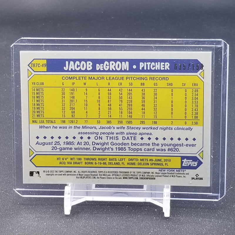 2022 TOPPS - SERIES TWO - SILVER PACK - BLUE MOJO REFRACTOR - J. DEGROM - #T8TC-49 - #'D/150