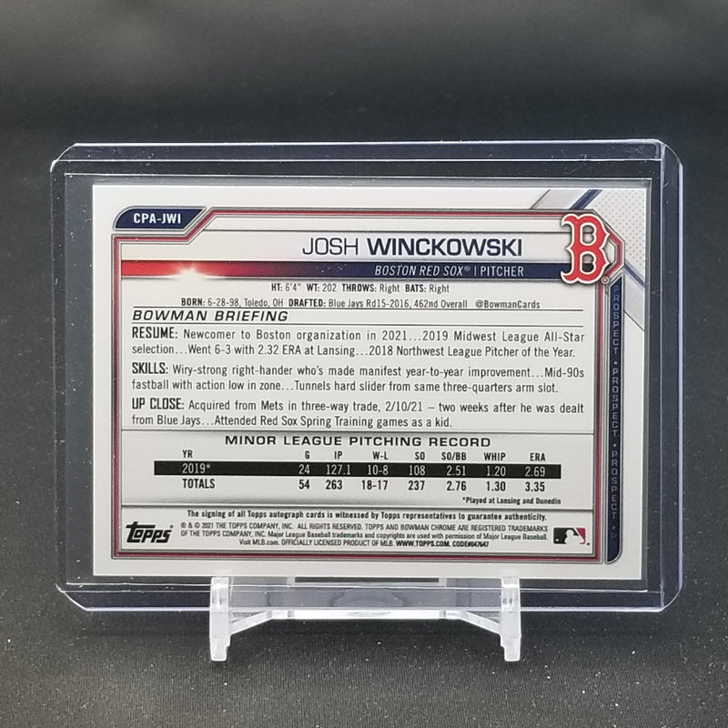 2021 TOPPS BOWMAN CHROME - 1ST BOWMAN - SPECKLE REFRACTOR - J. WINCKOWSKI - #CPA-JWI - #'D/299 - AUTOGRAPH