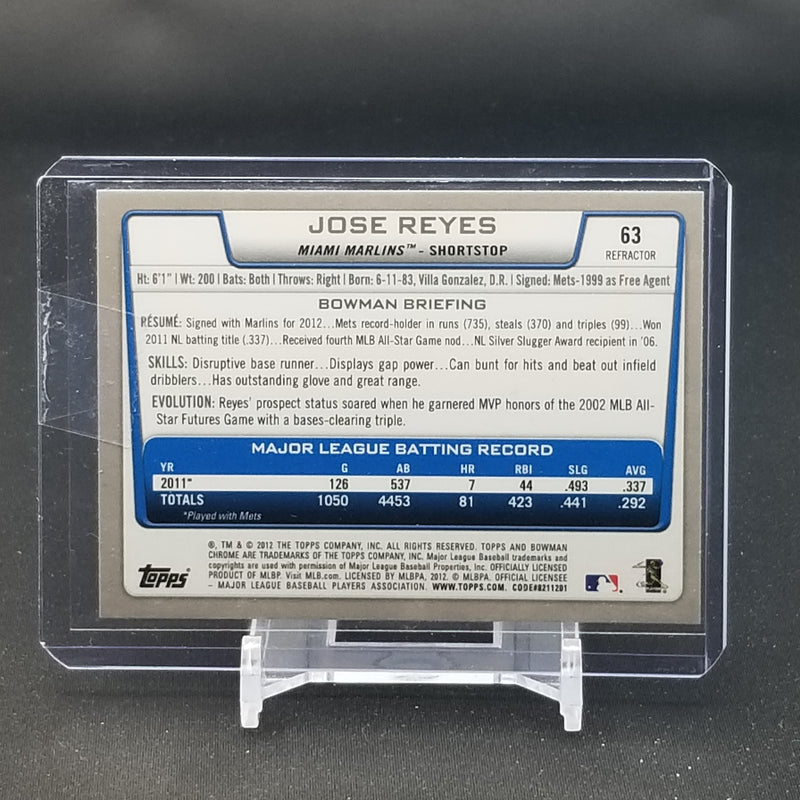 2012 TOPPS BOWMAN CHROME - REFRACTOR - J. REYES -