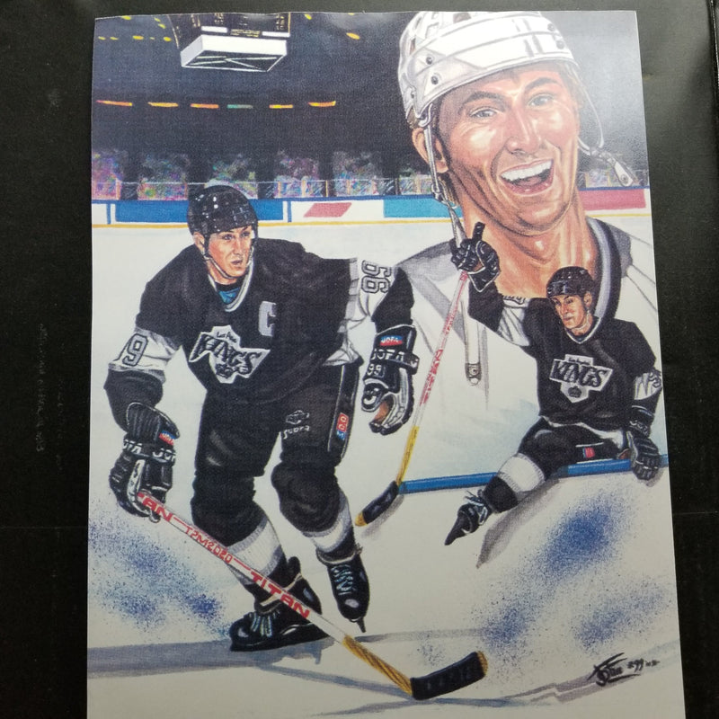 W. GRETZKY - LOS ANGELAS KINGS - 8X10 COLOURED POSTER - ARTIST PRINT