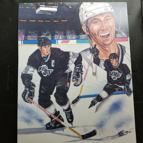 W. GRETZKY - LOS ANGELAS KINGS - 8X10 COLOURED POSTER - ARTIST PRINT