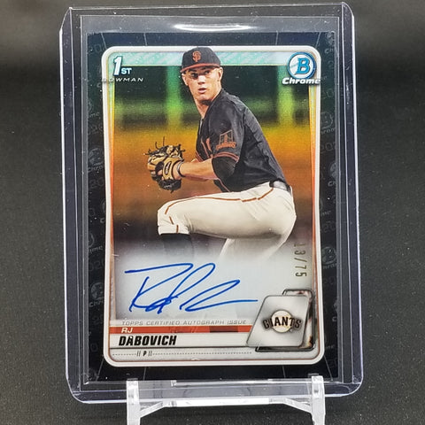 2020 TOPPS BOWMAN CHROME - 1ST BOWMAN - BLACK REFRACTOR - A. DABOVICH - #CDA-RDA - #'D/75 - AUTOGRAPH