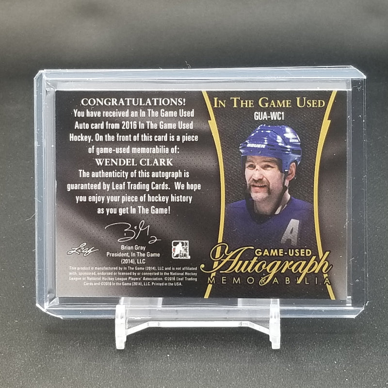 2016 LEAF IN THE GAME USED - W. CLARK - #GUA-WC1 - #'D/30 - RELIC - AUTOGRAPH
