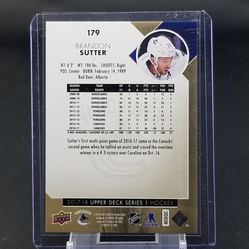 2017 UPPER DECK SERIES ONE - UD MIDNIGHT - B. SUTER - #179 - #'D/25