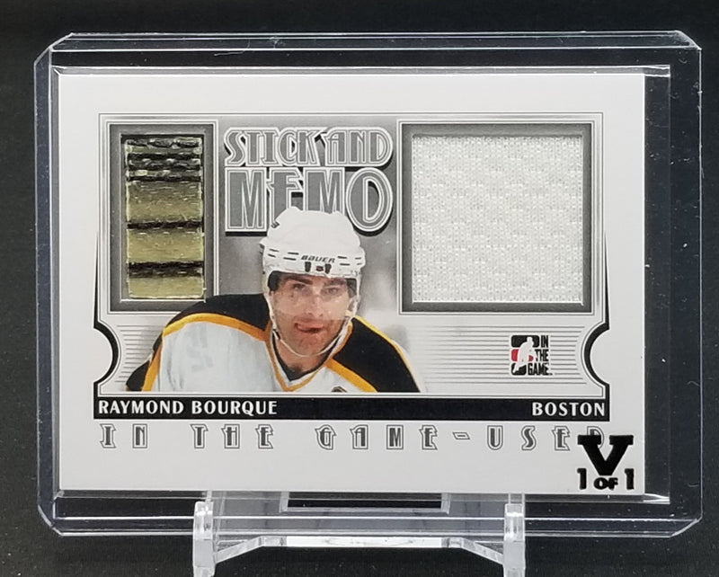 2014 IN THE GAME VAULT - SILVER VERSION - STICK AND MEMO - R. BOURQUE - #GUSM-02 - #'D/1 - DUAL RELIC