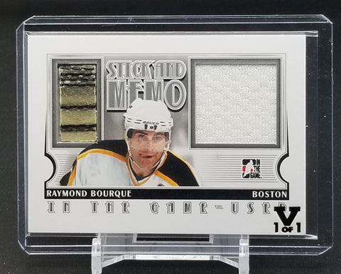 2014 IN THE GAME VAULT - SILVER VERSION - STICK AND MEMO - R. BOURQUE - #GUSM-02 - #'D/1 - DUAL RELIC