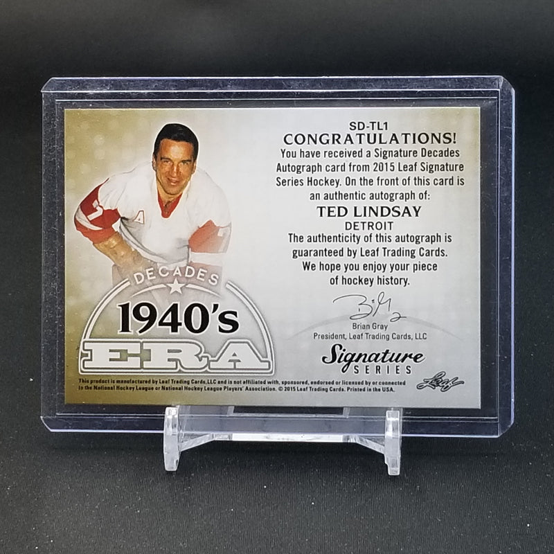 2015 LEAF SIGNATURE SERIES - DECADES 1940'S ERA - T. LINDSAY - #SD-TL1 - #'D/15 - AUTOGRAPH