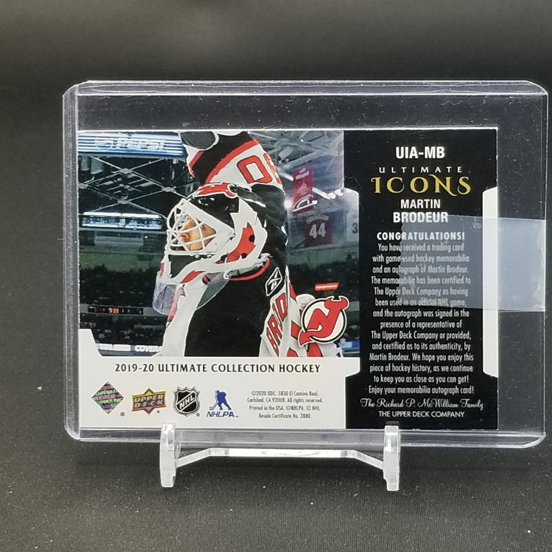 2019 UPPER DECK ULTIMATE COLLECTION - ULTIMATE ICONS - M. BRODEUR - #UIA-MB - #'D/25 - RELIC - AUTOGRAPH