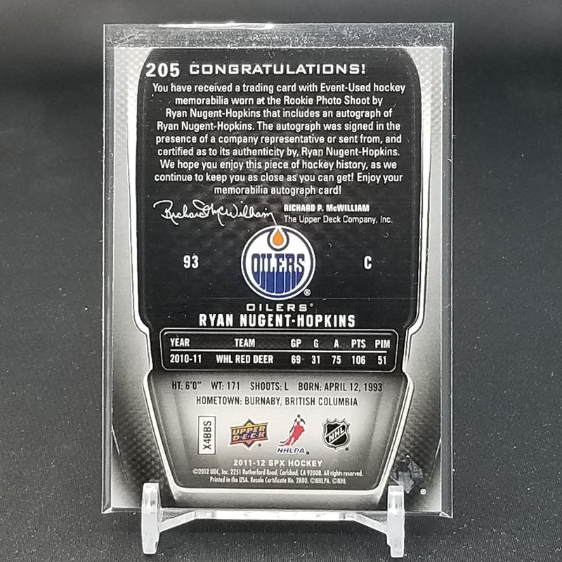 2011 UPPER DECK SPX - AUTOGRAPHED ROOKIE - R. NUGENT-HOPKINS - #205 - #'D/499 - RELIC - AUTOGRAPH - RC