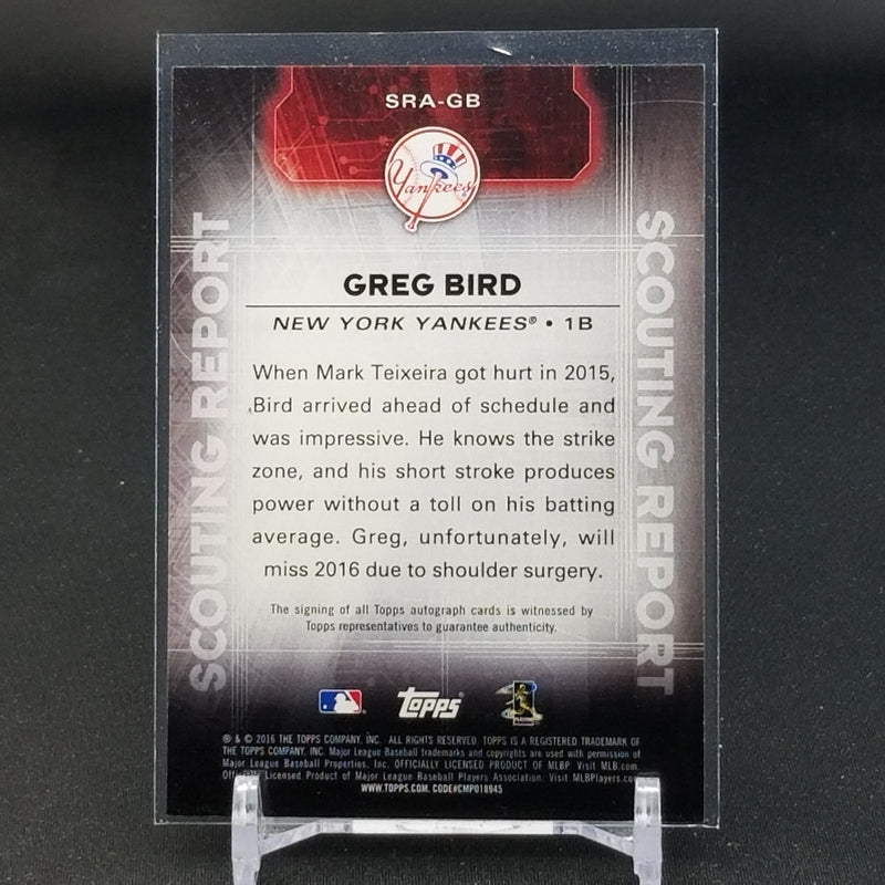 2016 TOPPS SERIES TWO - SCOUTING REPORTS - G. BIRD -
