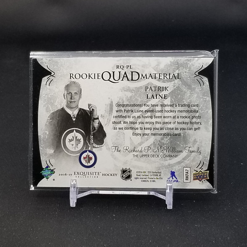 2016 UPPER DECK EXQUISITE COLLECTION - ROOKIE QUAD MATERIAL - P. LAINE - #RQ-PL - #'D/49 - QUAD RELIC - RC