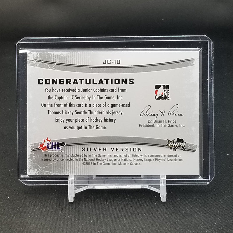 2012 IN THE GAME - SILVER VERSION - T. HICKEY - #JC-10 - #'D/1 - RELIC