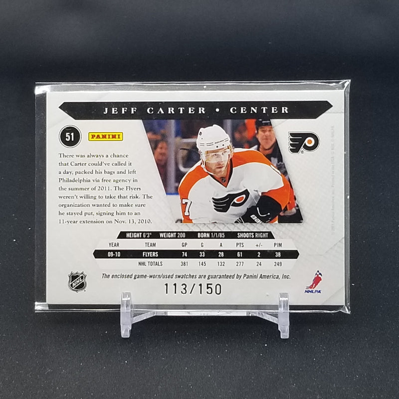 2010 PANINI LUXURY SUITE - J. CARTER - #51 - #'D/150 - DUAL RELIC