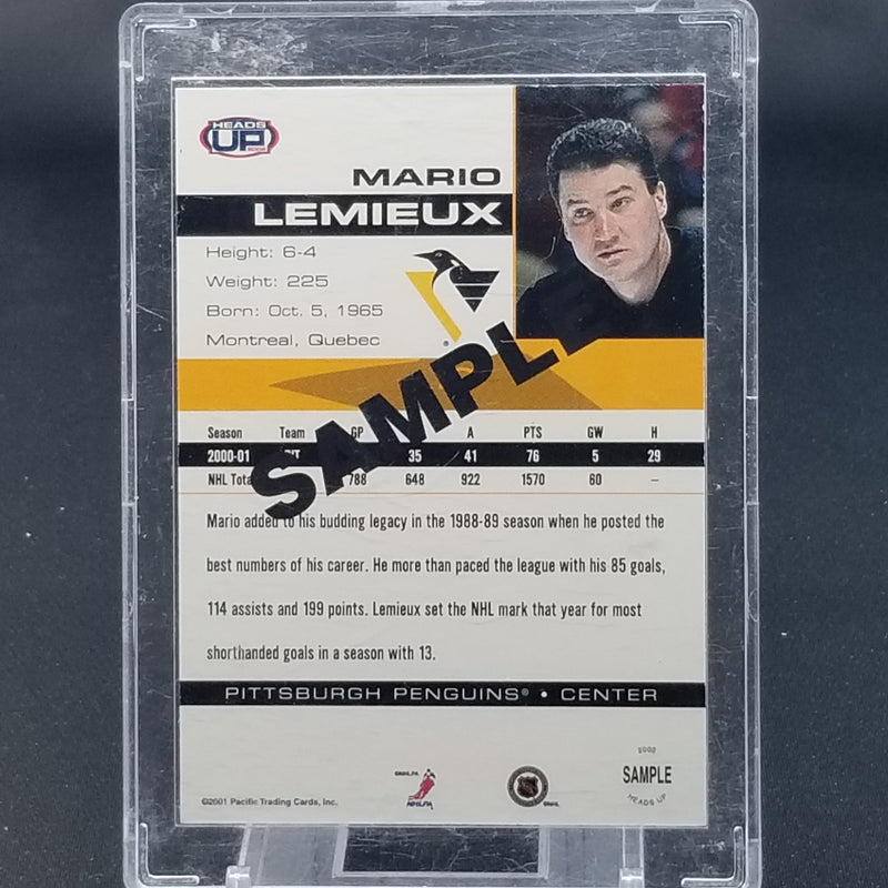2001 PACIFIC - HEADS UP - SAMPLE CARD - M. LEMIEUX