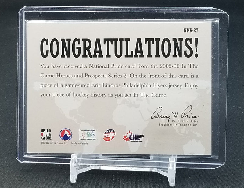 2006 IN THE GAME - NATIONAL PRIDE - E. LINDROS -