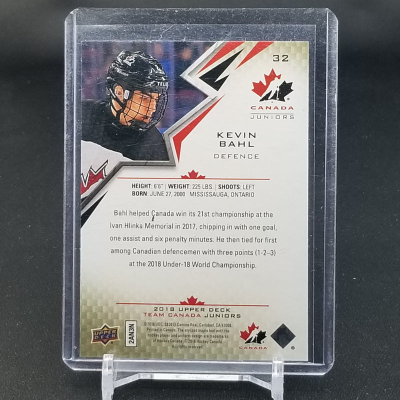 2018 UPPER DECK TEAM CANADA  JUNIORS - HIGH GLOSS - K. BAHL - #32 - #'D/25