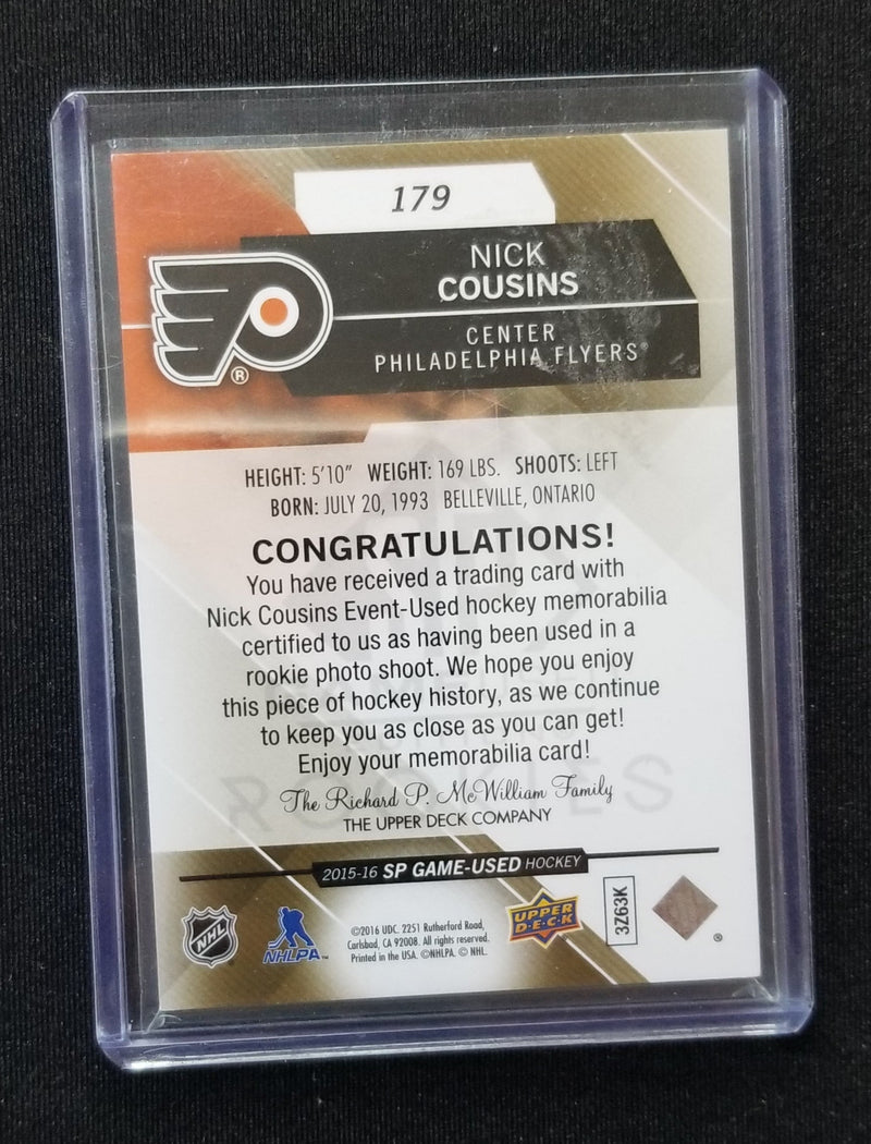 2015 UPPER DECK SP GAME-USED - AUTHENTIC ROOKIES - N. COUSINS - #179 - #'D/99 - RELIC