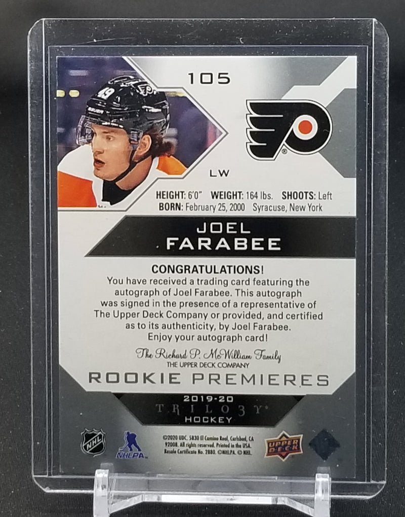 2019 UPPER DECK TRILOGY - ROOKIE PREMIERES - J. FARABEE - #105 - #'D/199 - AUTOGRAPH - RC