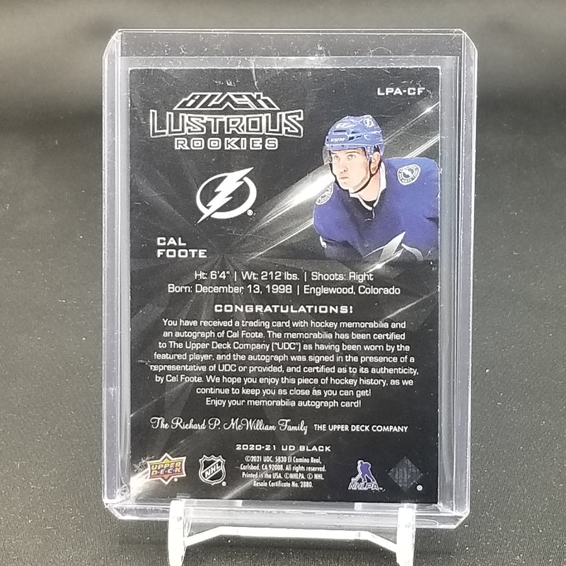 2020 UPPER DECK BLACK - BLACK LUSTROUS ROOKIES - C. FOOTE - #LPA-CF - #'D/125 - RELIC - AUTOGRAPH - RC