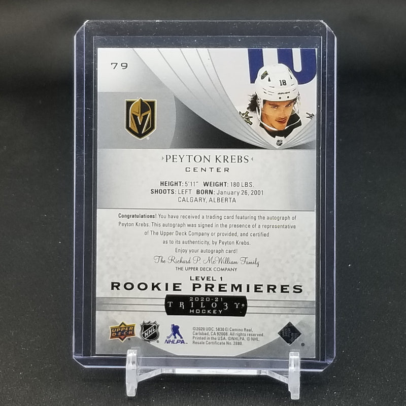 2020 UPPERT DECK TRILOGY - ROOKIE PREMIERES - P. KREBS - #79 - #'D/249 - AUTOGRAPH - RC