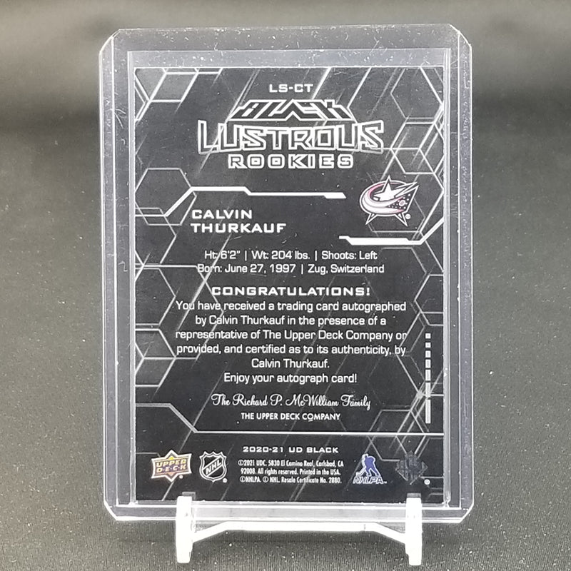 2020 UPPER DECK BLACK - BLACK LUSTROUS ROOKIES - C. THURKAUF - #LS-CT - #'D/299 - AUTOGRAPH - RC