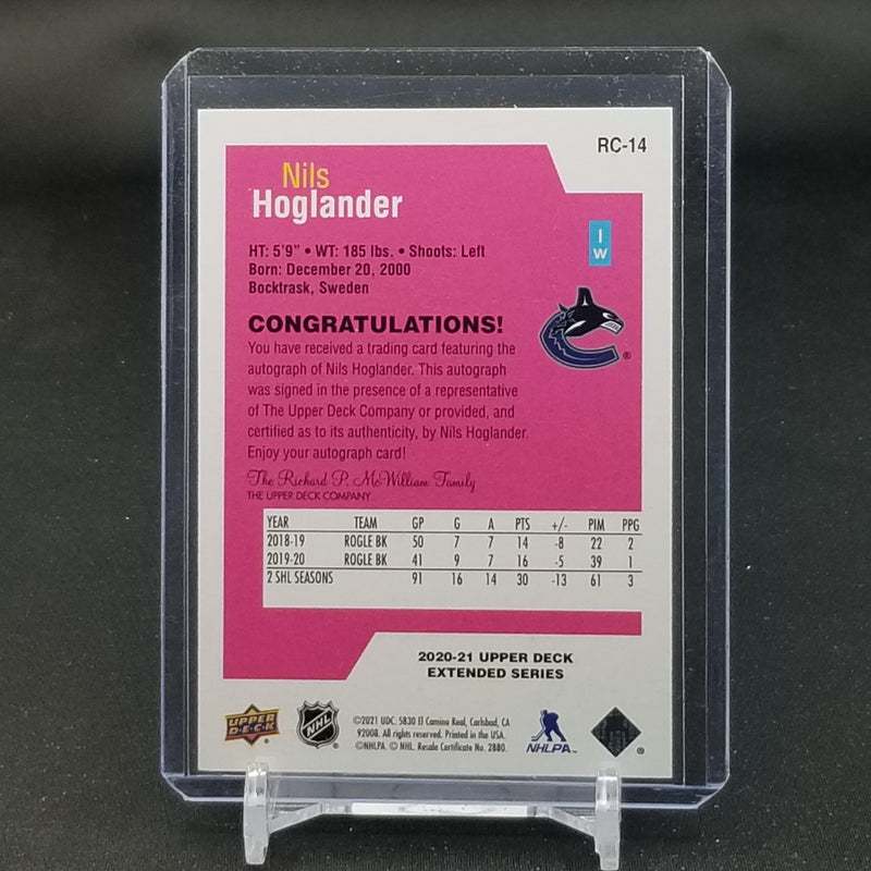 2020 UPPER DECK EXTENDED SERIES - ROOKIE CLASS - N. HOGLANDER -