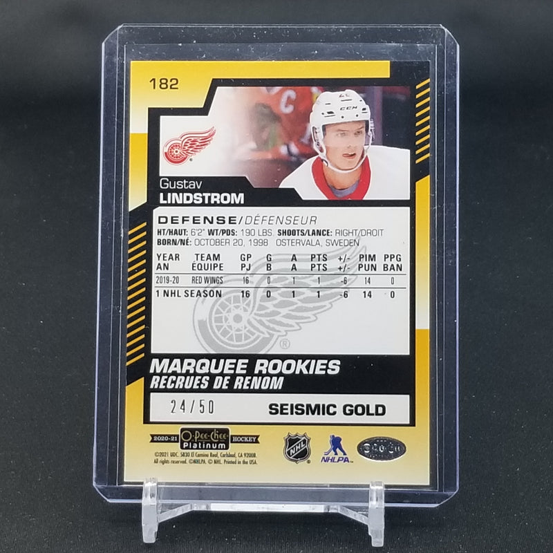 2020 UPPER DECK O-PEE-CHEE PLATINUM - SEISMIC GOLD - MARQUEE ROOKIES - G. LINDSTROM - #182 - #'D/50 - RC