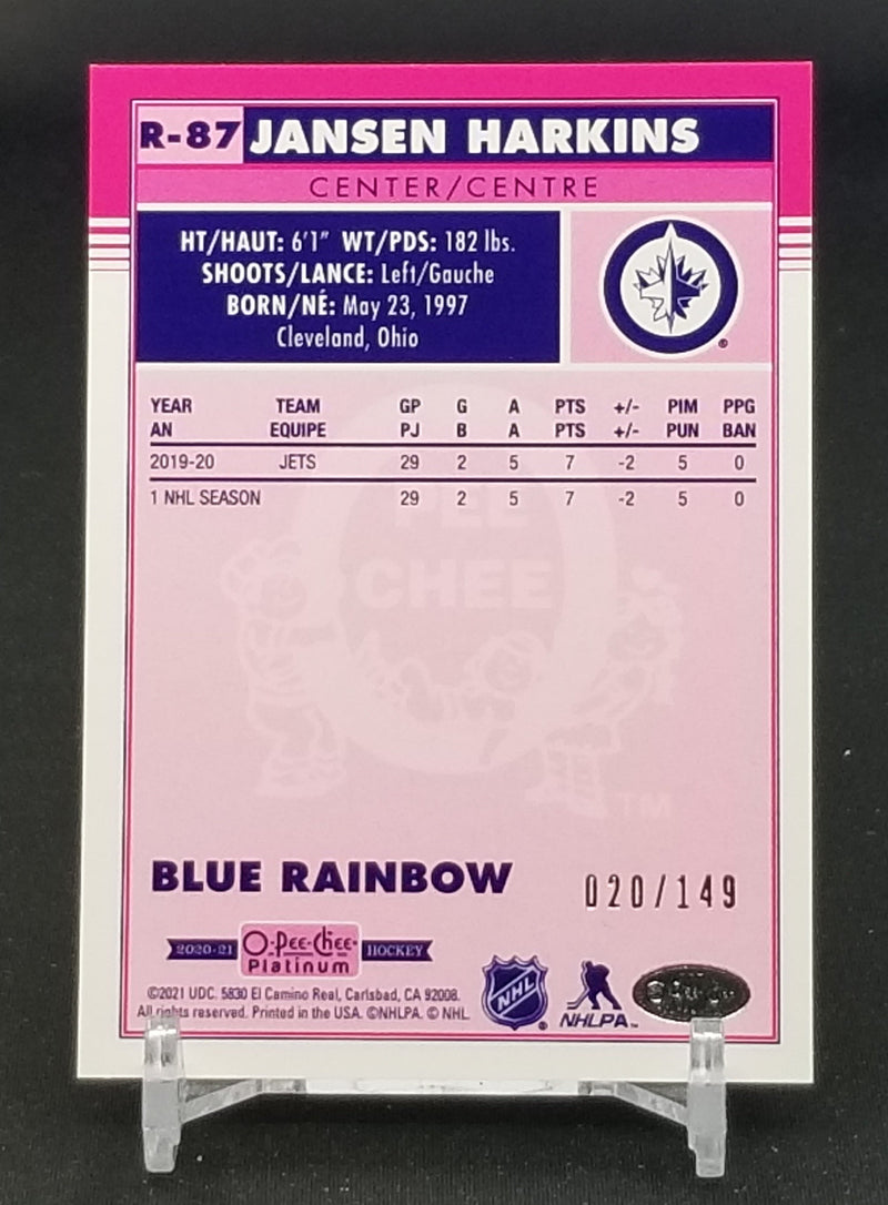 2020 UPPER DECK O-PEE-CHEE PLATINUM - RETRO - BLUE RAINBOW - J. HARKINS - #R-87 - #'D/149 - RC