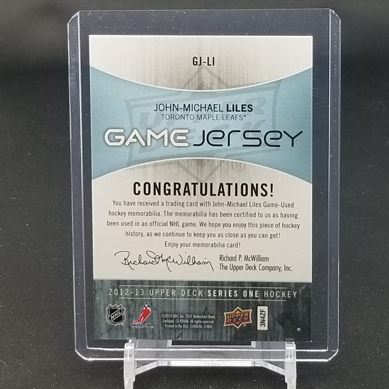 2012 UPPER DECK SERIES ONE - GAME JERSEY - J. LILES -