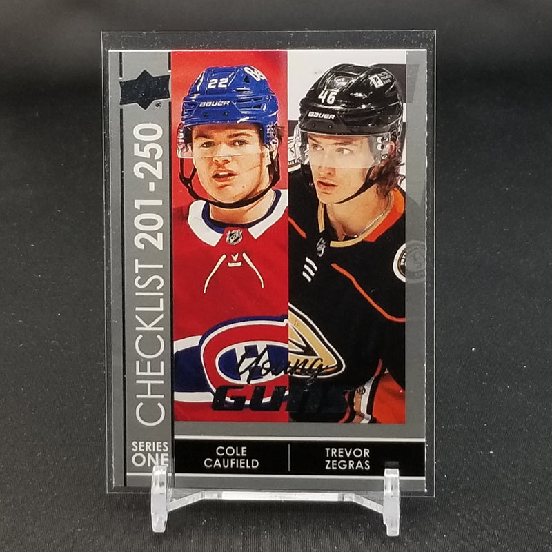 2021 UPPER DECK SERIES ONE - YOUNG GUNS - CHECKLIST - C. CAUFIELD / T. ZEGRAS -