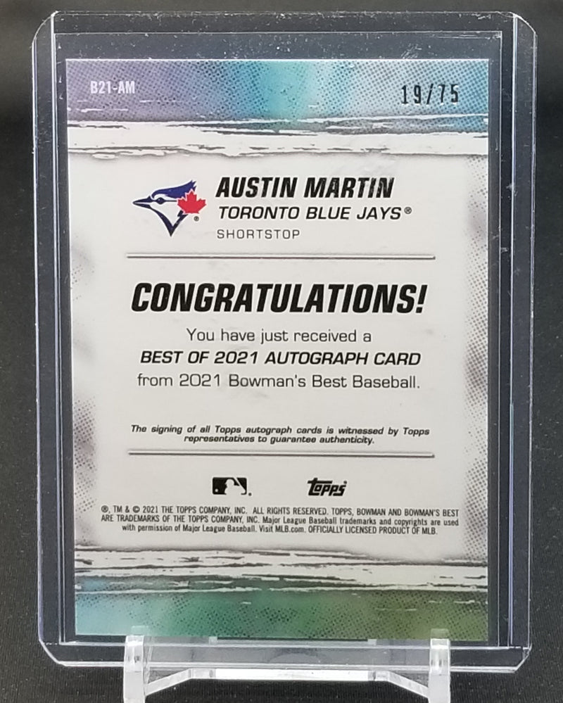 2021 TOPPS BOWMAN'S BEST - GOLD LAVA REFRACTOR - A. MARTIN - #B21-AM - #'D/75 - AUTOGRAPH