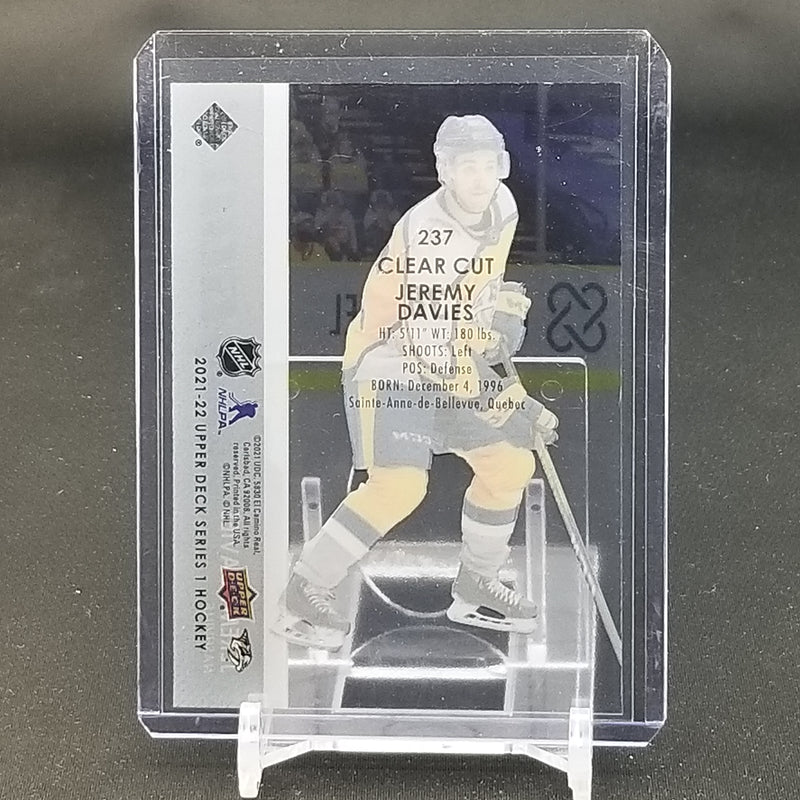 2021 UPPER DECK SERIES ONE - CLEAR CUT - YOUNG GUNS - J. DAVIES -