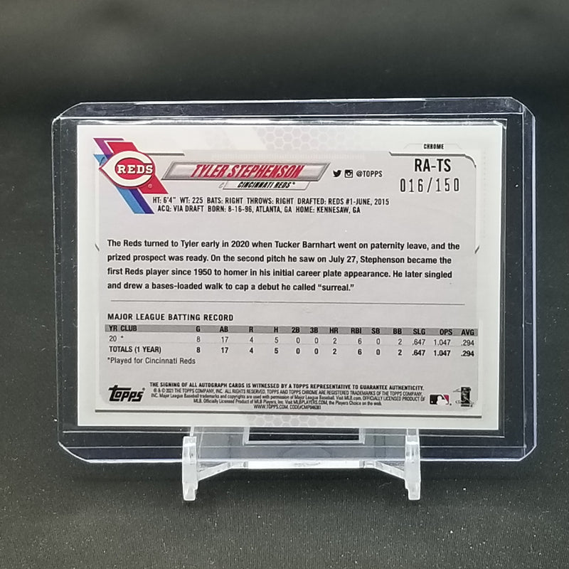2021 TOPPS CHROME - BLUE WAVE REFRACTOR - T. STEPHENSON - #RA-TS - #'D/150 - AUTOGRAPH