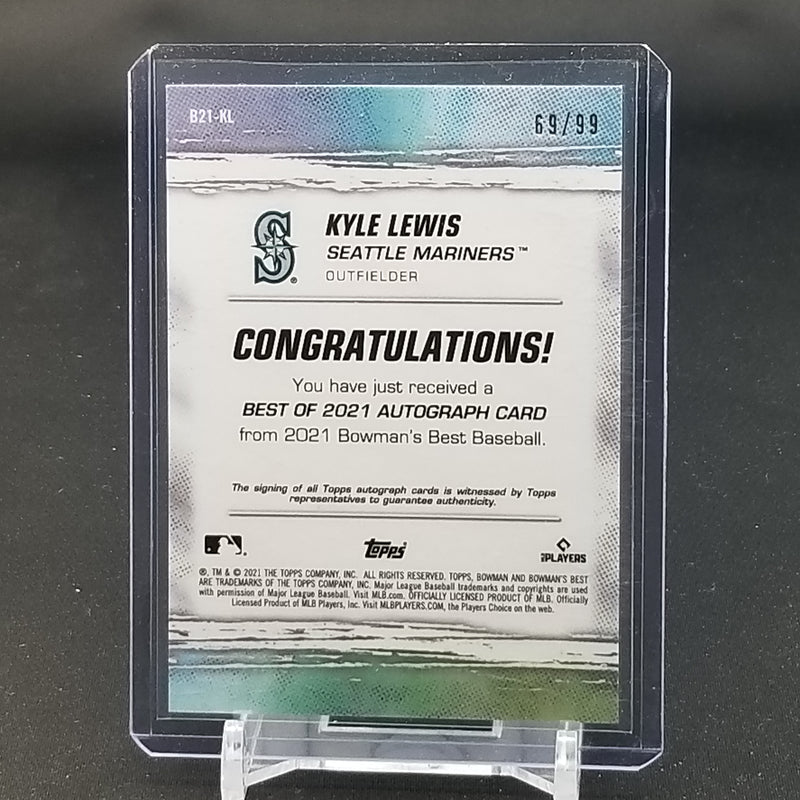 2021 TOPPS BOWMANS BEST - GREEN REFRACTOR - K. LEWIS - #B21-KL - #'D/99 - AUTOGRAPH