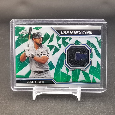 2021 TOPPS CHROME - GREEN - CAPTAIN'S CLOTH - J. ABREU - #CCR-JAB - #'D/99 - RELIC