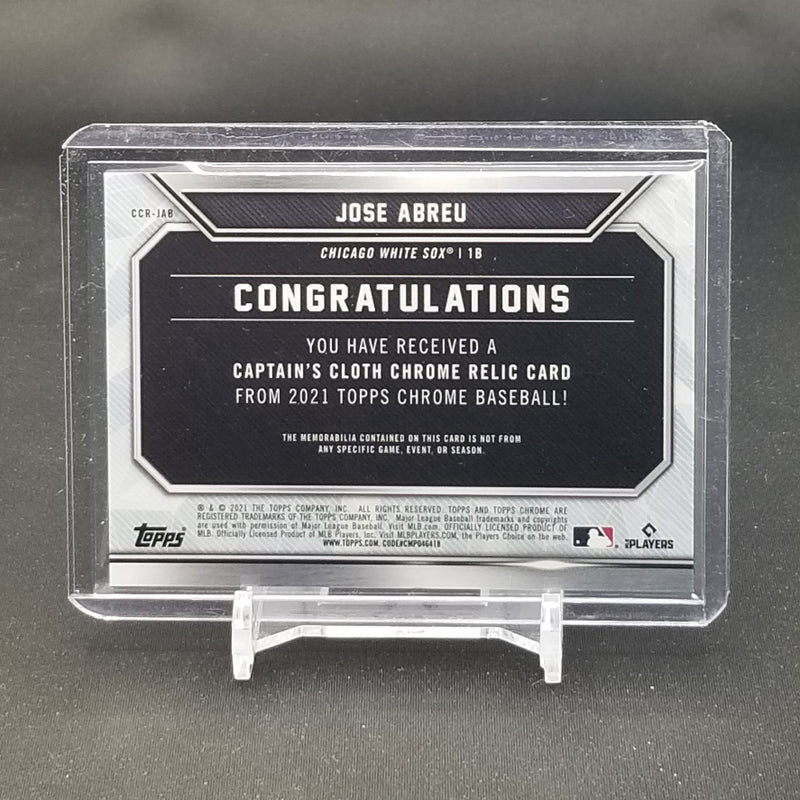 2021 TOPPS CHROME - GREEN - CAPTAIN'S CLOTH - J. ABREU - #CCR-JAB - #'D/99 - RELIC