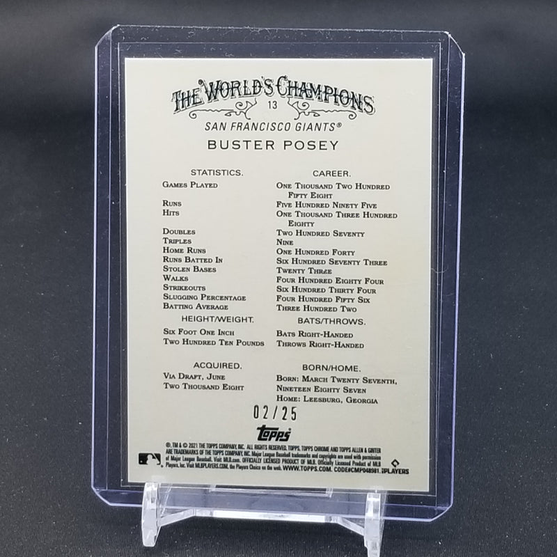 2021 TOPPS CHROME ALLEN & GINTER - ORANGE - B. POSEY - #13 - #'D/25