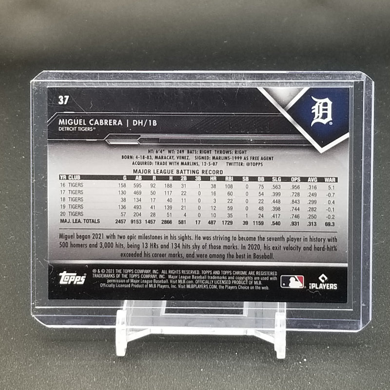 2021 TOPPS CHROME BLACK - REFRACTOR - M. CABRERA - #37 - #'D/199