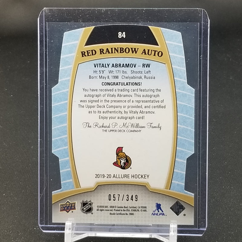 2019 UPPER DECK ALLURE - RED RAINBOW AUTO - V. ABRAMOV - #84 - #'D/349 - AUTOGRAPH - RC