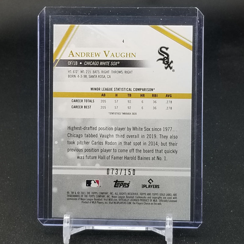 2021 TOPPS GOLD LABEL - BLUE - A. VAUGHN - #4 - #'D/150 - RC