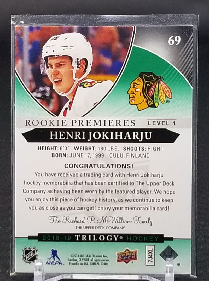 2018 UPPER DECK TRILOGY - ROOKIE PREMIERES - H. JOKIHARJU - GREEN FOIL - #69 - #'D/499 - JERSEY